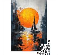 1000 Piece Jigsaw Puzzle, Impression Sunrise Contemporary Reimagining in Expressionist Style, 70x50cm/1000pcs, for Adults, Family Activity, Quiet Home Time And Couples And Families