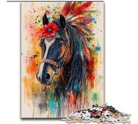 1000-Piece Jigsaw Puzzle Indian Horse Jigsaw Puzzles for Adults Perfect for Teenagers & Family Fun, for Birthdays (Size 26x38cm)