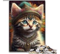 1000 Piece Jigsaw Puzzle Indian Warrior Cat Wooden Jigsaw Puzzles for Adults for Birthdays, Holidays & Home Decor (Size 50x75cm)