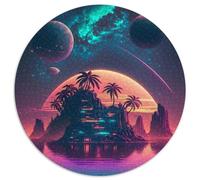 1000 Piece Jigsaw Puzzle Island on Space 1000Pc Adults Round Jigsaw Puzzle Ideal for Teenagers & Collectors, Travel Gift, Family Activity 1000pcs (67.5x67.5cm)