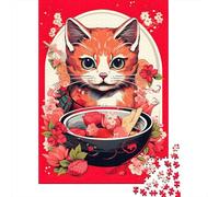1000 Piece Jigsaw Puzzle, Japan Cat Ramen Ruby Art, 38x26cm/1000pcs, for Adults, Puzzle Lover Present, Screen-Free Leisure And Time at Home