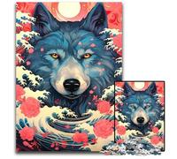1000 Piece Jigsaw Puzzle Japan Sea Bloom Wolf Jigsaw Puzzles for Adults Challenging Brain Teaser Family Activity Home Decor 1000 PCS(75x50cm)