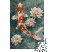 1000 Piece Jigsaw Puzzle, Japanese Koi Aquatic Grace, 52x38cm/1000pcs, for Adults, Shared Puzzle Activity, Weekend Leisure And Time Together