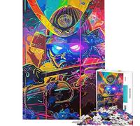1000 Piece Jigsaw Puzzle Japanese Neon Samurai Puzzle For Teenagers Pattern Assembly Train Your Brain And Hands Gifts for Friends And Family (Size 38x52cm)