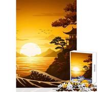 1000 Piece Jigsaw Puzzle Japanese Temple Sunset Ocean Waves Puzzle For Teenagers Pattern Assembly Train Your Brain And Hands Gifts for Friends And Family (50x75cm)