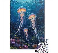 1000 Piece Jigsaw Puzzle, Jellyfish in The Deep Blue Sea, 38x26cm/1000pcs, for Adults, Indoor Puzzle Activity, Home Relaxation And Cosy Evenings