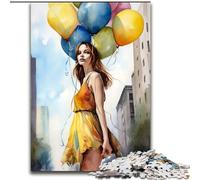 1000-Piece Jigsaw Puzzle Joyful Girl Art Print Jigsaw Puzzles for Adults size 50x75cm Challenging Brain Teaser for Teenagers, Family Game Night Fun