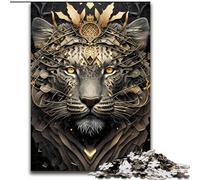 1000 Piece Jigsaw Puzzle King Tiger Golden Art Deco 1000 Pieces Puzzle Gifts Relaxing Entertainment, Home Decor Size 26X38CM