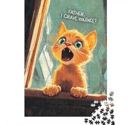 1000 Piece Jigsaw Puzzle, Kitten Craves Violence Meme, 52x38cm/1000pcs, for Adults, Relaxing Winter Hobby, Weekend Downtime And Cosy Evenings