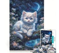 1000 Piece Jigsaw Puzzle Kitten Dreaming in Night Brain Teaser Game Decompressing Intellectual Birthday Present Gifts 50x75cm