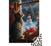 1000 Piece Jigsaw Puzzle, Kitten Watching Christmas, 38x26cm/1000pcs | For focused indoor leisure: 1000-piece jigsaw puzzle for adults; with 1000 pieces to keep the challenge engaging.