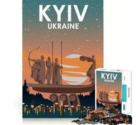 1000 Piece Jigsaw Puzzle Kyiv Ukraine at Night Exact Cut Play Smart Brain Toy Relax Time Game Christmas Art Display (38x26cm)