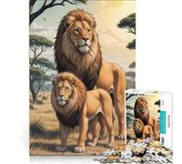 1000 Piece Jigsaw Puzzle Large Male Lion with Son Brain Teaser Game Decompressing Intellectual Birthday Present Gifts 38x52cm