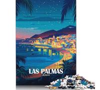 1000 Piece Jigsaw Puzzle Las Palmas Spain Travel Poster Puzzles for Adults Paper Games Jigsaw Challenge Toy Christmas And Birthday Gifts 38x26cm/1000pcs