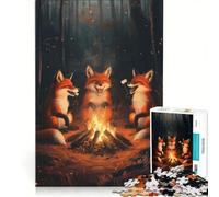 1000 Piece Jigsaw Puzzle Laughing Foxes At Campfire Brain Teaser Game Decompressing Intellectual Birthday Present Gifts 50x75cm