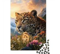 1000 Piece Jigsaw Puzzle, Leopard in Wildflowers, 52x38cm/1000pcs, for Adults, Indoor Puzzle Activity, Weekend Downtime And Cosy Evenings