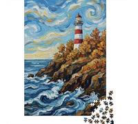 1000 Piece Jigsaw Puzzle, Lighthouse on A Rocky Coast, 52x38cm/1000pcs, for Adults, Family Activity, Time Around The Table And Time Together