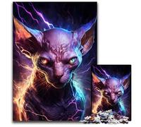 1000 Piece Jigsaw Puzzle Lightning Hairless Cat Puzzles for Adults Relaxing Entertainment, Home Decor 26X38CM/10.23x14.96inch
