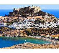 1000 Piece Jigsaw Puzzle Lindos Castle, Rhodes Island, Greece Large Puzzle Game For Adults And Teenagers 26x38CM