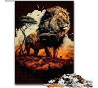 1000 Piece Jigsaw Puzzle Lion King Of The Jungle Impossible Jigsaw Puzzles for Adults size 50x75cm Relax & Challenge, Colorful Home Decor Art, for Friends