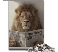 1000 Piece Jigsaw Puzzle Lion Reading Newspaper Jigsaw Puzzles for Adults 1000 Piece An for Christmas Or Birthdays (Size 26x38cm)