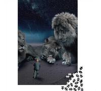 1000 Piece Jigsaw Puzzle, Lions And Hunter, 70x50cm/1000pcs, for Adults, Shared Puzzle Activity, Relaxing Evenings And Time Together