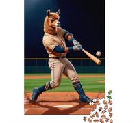 1000 Piece Jigsaw Puzzle, Llama Baseball Player Swinging Bat, 70x50cm/1000pcs, for Adults, Festive Gift Idea, Family Activity And Holiday Downtime