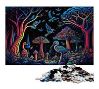 1000 Piece Jigsaw Puzzle Magic Mushrooms Wooden Jigsaw Puzzles Relax & Challenge, Colorful Home Decor Art, for Friends 50x75CM/19.68x29.52inch