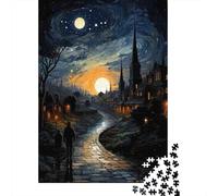 1000 Piece Jigsaw Puzzle, Magical Night Sky Village Scene, 52x38cm/1000pcs