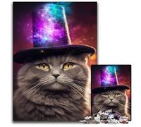 1000 Piece Jigsaw Puzzle Magical Wizard Cat Meme Wooden Puzzles Ideal for Lover Perfect Christmas New Year Valentine's Gift 1000 PCS(75x50cm)