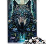 1000 Piece Jigsaw Puzzle Mandala Wolf in Jungle Puzzle for Adults Cardboard puzzles Fun at Home Activities, Birthday Present,Travel Gifts, （Size 26x38cm）
