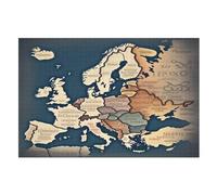 1000 Piece Jigsaw Puzzle Map of Europe for Adults Wooden Puzzles Educational Game Challenge Toy （75×50cm）