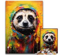1000 Piece Jigsaw Puzzle Meerkat Colorful Wooden Jigsaw Puzzles for Adults Fun at Home Activities Birthday Present Travel Gifts 1000 PCS(38x26cm)