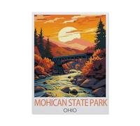 1000 Piece Jigsaw Puzzle，Mohican State Park Ohio Vintage Travel Poster，Adults Children paper Toy Educational Game（38x26cm）-AI1