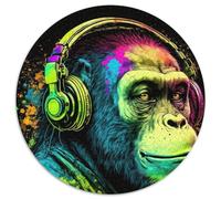 1000 Piece Jigsaw Puzzle Monkey Dj 1000Pc Adults Round Jigsaw Puzzle for Mother'S Day, Birthdays, Christmas (Size 67.5x67.5cm)