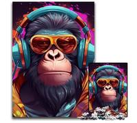 1000-Piece Jigsaw Puzzle Monkey Headphones Impossible Jigsaw Puzzles for Adults Perfect, DIY Artwork 50x75CM/19.68x29.52inch