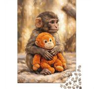1000 Piece Jigsaw Puzzle, Monkey Hugging A Stuffed Toy(2), 70x50cm/1000pcs, for Adults, Family Activity, Time Around The Table And Weekend Downtime