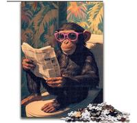 1000 Piece Jigsaw Puzzle Monkey on The Toilet 1000Pc Adults Jigsaw Puzzle Family Interaction & Fun Gift, Vibrant Abstract Design 50X75CM
