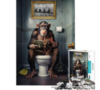 1000 Piece Jigsaw Puzzle Monkey on The Toilet for Educational Game Addictive Toys to Cultivate Patience Art Work Gifts Analysis And Logic (Size 50x75cm)