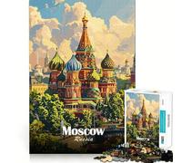 1000 Piece Jigsaw Puzzle Moscow Russia Cityscape Art Illustration Exact Cut Play Smart Brain Toy Relax Time Game Christmas Art Display (38x52cm)