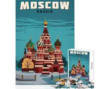 1000 Piece Jigsaw Puzzle Moscow Travel Art Russia Adult Jigsaw Puzzles Precision Cutting Wishlist with Santa Claus Beautiful Design Game (50x75cm)