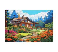 1000 Piece Jigsaw Puzzle Mountain Village Cottage for Adults Wooden Puzzles Educational Game Challenge Toy （75×50cm）