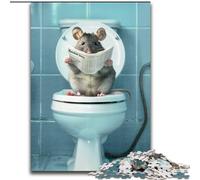 1000 Piece Jigsaw Puzzle Mouse Sitting on The Toilet 1000 Piece Jigsaw Puzzles for Adults Educational Games Beautiful Decoration (Size 50x75cm)