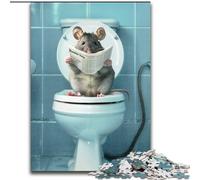 1000 Piece Jigsaw Puzzle Mouse Sitting on The Toilet 1000 Piece Jigsaw Puzzles for Adults Educational Games Beautiful Decoration (Size 26x38cm)