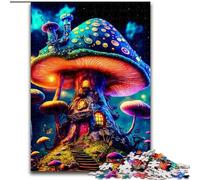 1000-Piece Jigsaw Puzzle Mushroom House Puzzle Made of Wood,Family Interactive Game, Brain Teaser Gift, Educational Toy 1000pcs(50x75cm)