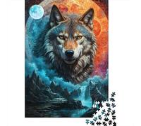 1000 Piece Jigsaw Puzzle, Mystical Moon Lone Wolf, 70x50cm/1000pcs, for Adults, Screen-Free Activity And Holiday Downtime