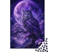 1000 Piece Jigsaw Puzzle, Mystical Owl Under A Purple Moon, 38x26cm/1000pcs, for Adults, Shared Puzzle Activity, Relaxing Evenings And Time Together