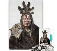 1000 Piece Jigsaw Puzzle, Native American Man with Wolf Headdress