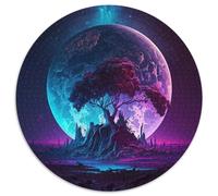 1000 Piece Jigsaw Puzzle Neon Alien Landscape Round Jigsaws 1000 Pieces for Adults Relaxing Entertainment, Home Decor 67.5x67.5cm
