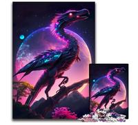 1000-Piece Jigsaw Puzzle Neon Fairytale Dinosaur Wooden Jigsaw Erfect for Home Decor, Birthdays, Holidays, And Gifts 50x75CM/19.68x29.52inch